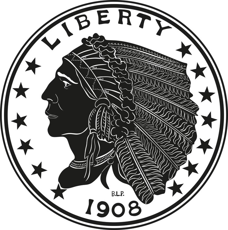 american dollar coin year 1908 handmade design vector