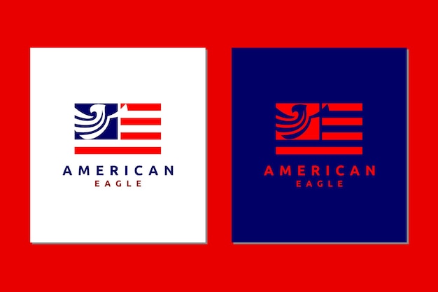 Vettore ispirazione del modello dell'icona del vettore del design del logo della bandiera dell'aquila americana