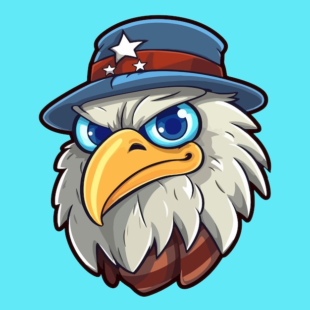 American eagle head illustration in flat cartoon style