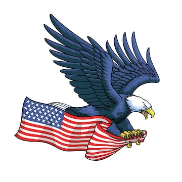 Premium Vector | American eagle hold the united states flag