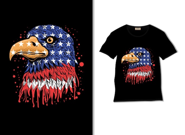 Premium Vector | American eagle illustration with t shirt design