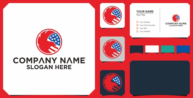 American Eagle-logo ontwerp, moderne Amerikaanse adelaar logo sjabloon. en visitekaartje premium