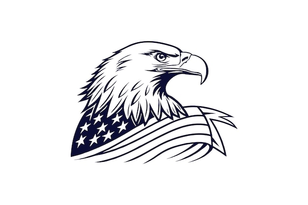 American eagle silhouette vector art illustration