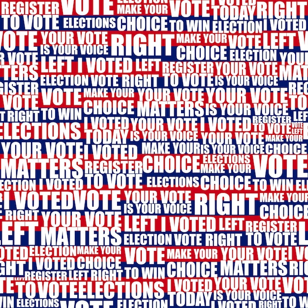 American elections vote seamless lettering pattern with democratic civil society slogans and appeal words design for paper textile cards disposable tableware stickers