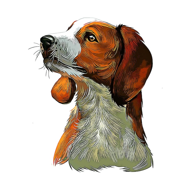 American English Coonhound Dog Aquarel Schets Hand Getekende Illustratie