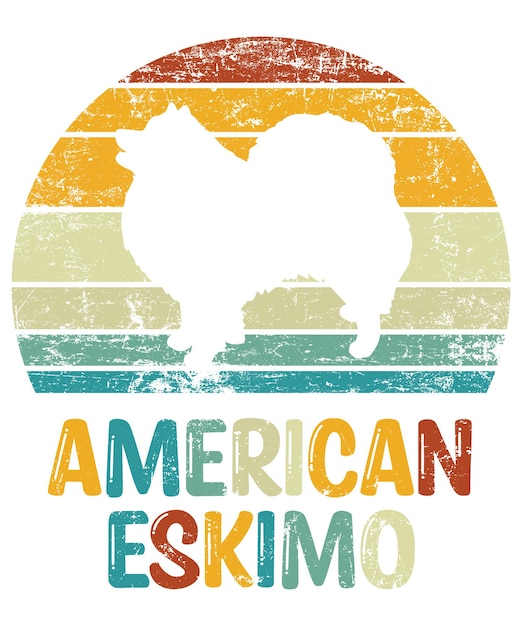 미국 에스키모 레트로 빈티지 일몰 Tshirt 디자인 템플릿 보드 자동차 창 스티커에 에스키모