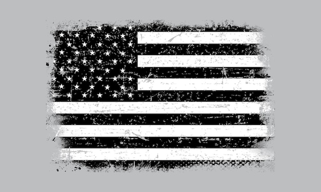 Vector american flag, american police flag, thin blue line flag with distressed effect