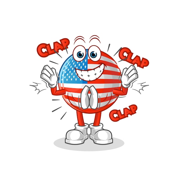 American flag applause illustration. character vector
