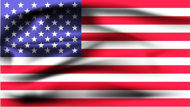 Vector american flag blowing in the wind.