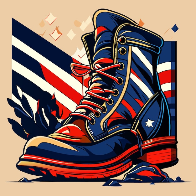 American flag boot vector collection (collezione vettoriale della bandiera americana)