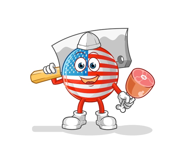 American flag Butcher illustration. character vector