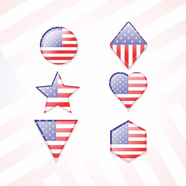 Vector american flag button glossy icon