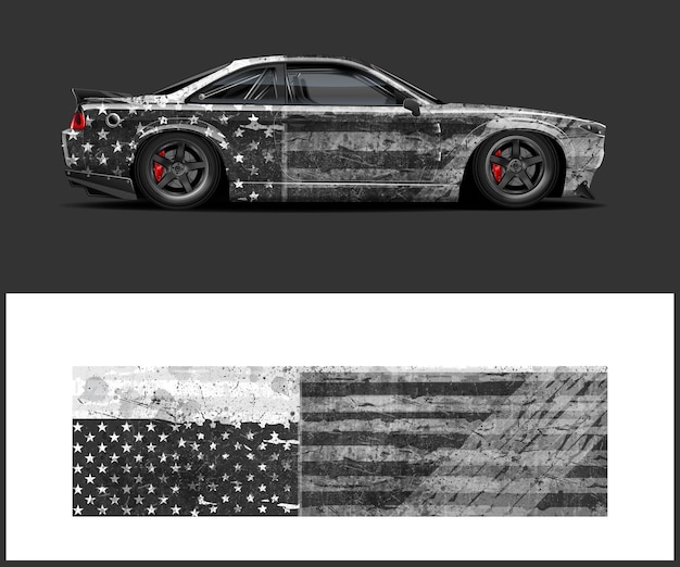 American Flag car wrap design