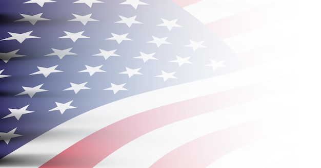 Vettore la bandiera americana copre lo sfondo bianco. illustrazione moderna. sfondo bandiera usa. bandiera americana per il giorno dell'indipendenza.