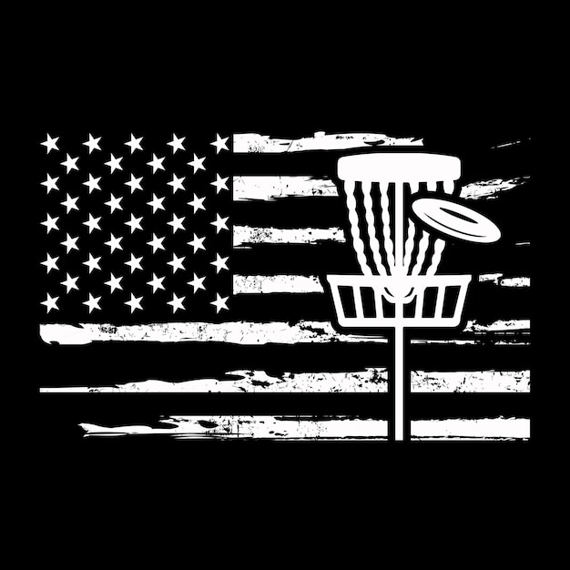 American Flag Disc Golf Player Funny Disc Golfer Retro Vintage Disc Golf Tshirt Design