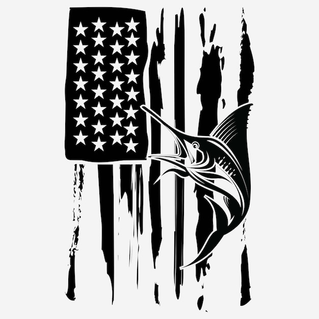 Vector american flag fish vector tshirt