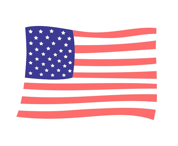 Vector american flag flying semi flat colour vector object