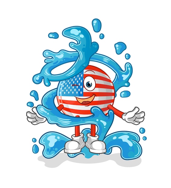 American flag fresh with water mascot. cartoon vector