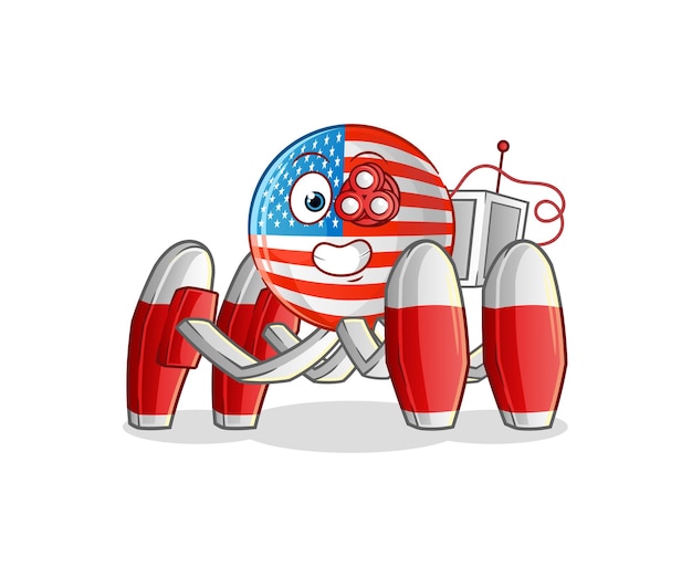 American flag future robot vector. cartoon character