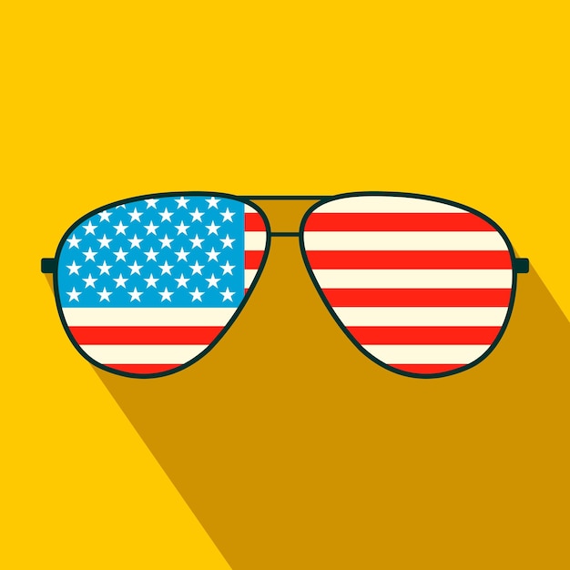 Vector american flag glasses flat icon on a yellow background