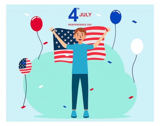 Vector american flag happy independence day flat illustration