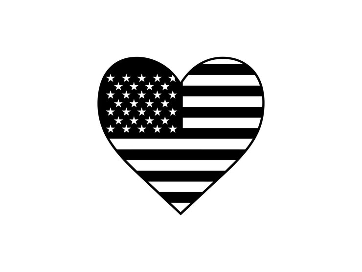 Vector american flag heart silhouette collection love usa patriotic designs for veterans day
