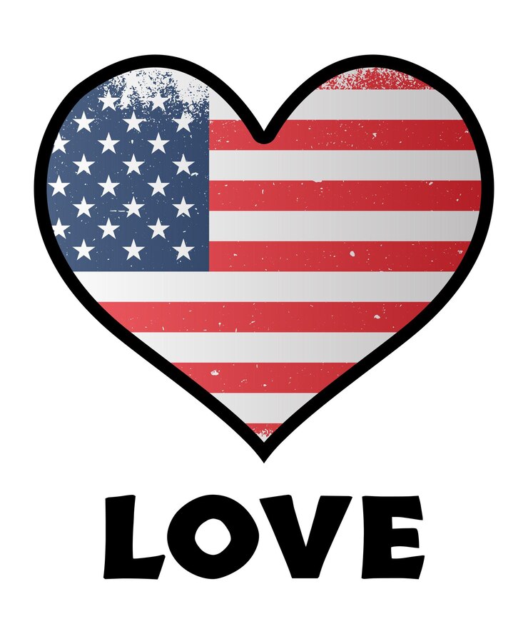 Vector american flag in heart vector illustration