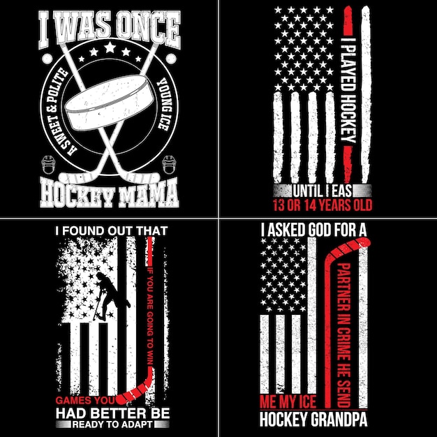 American Flag Hockey T-shirt Design Bundel