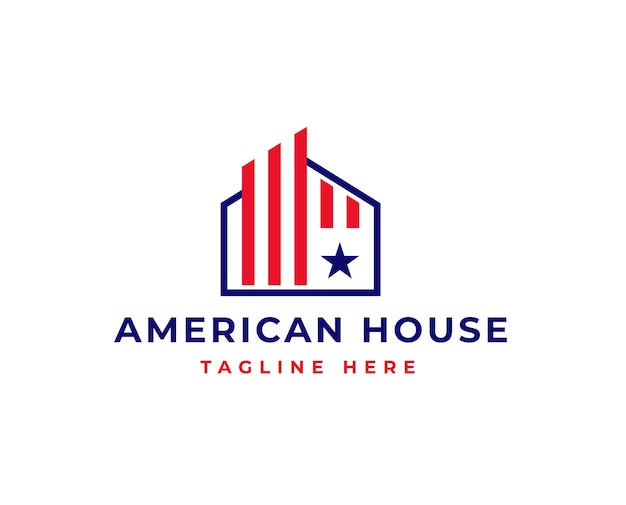 American flag house home bookmark logo vector illustration