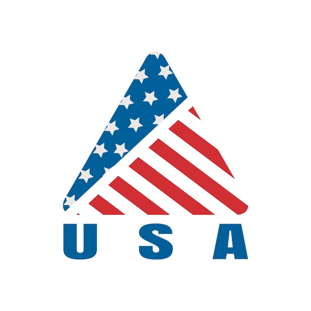 Icona della bandiera americana in stile triangolo illustrazione vettoriale della bandiera degli stati uniti