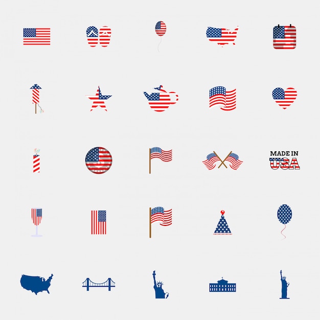 Vector american flag icons set vector