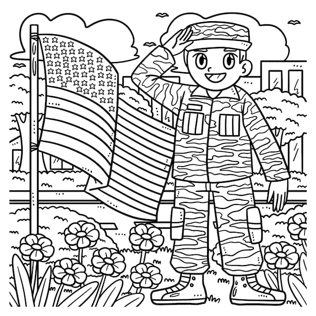 American Flag Isolated Coloring Page for Kids