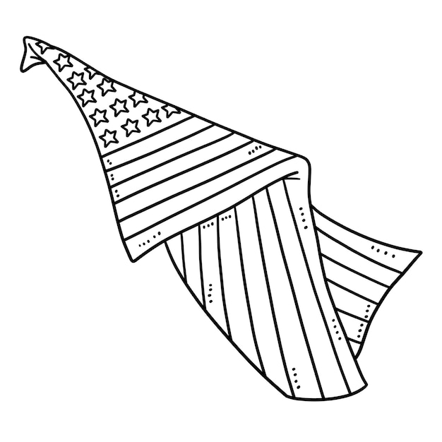 Vector american flag isolated coloring page for kids