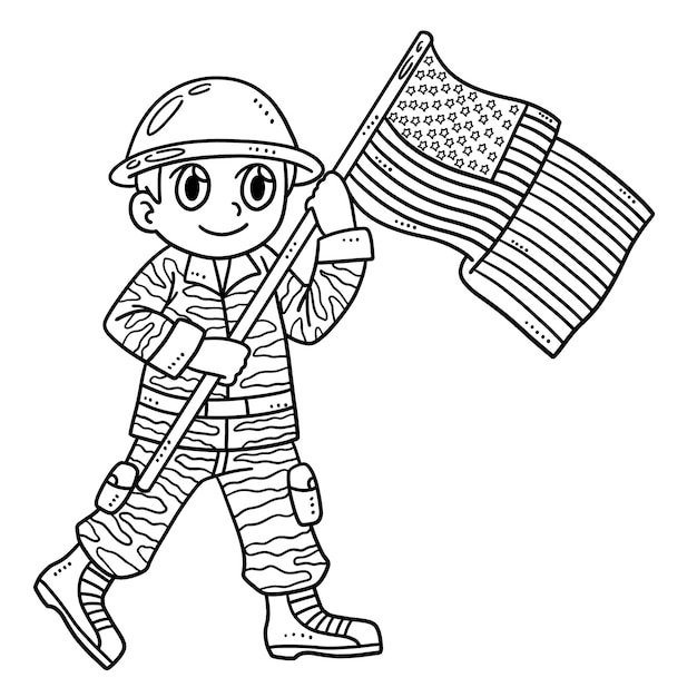 American Flag Isolated Coloring Page for Kids