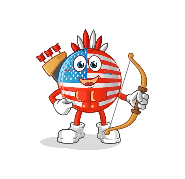 Vector american flag native american tribe. cartoon mascot vector