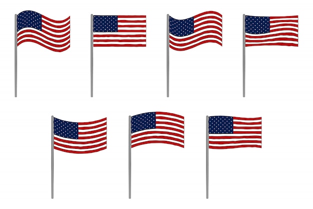 Vector american flag set