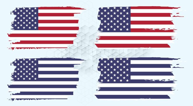 Vector american flag silhouette grunge usa flag set vector grunge flag silhouette independence july