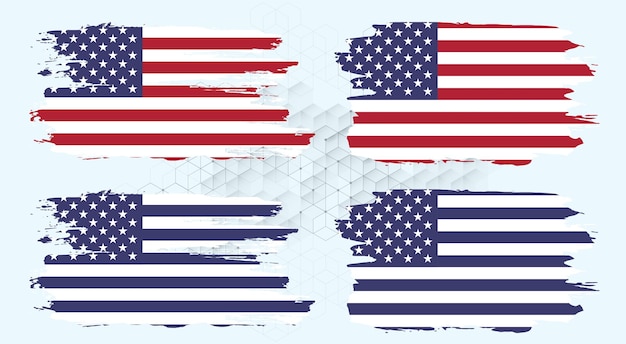 American Flag Silhouette grunge USA flag set vector grunge flag silhouette independence July