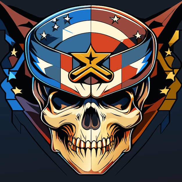 American Flag Skull Vector Illustration