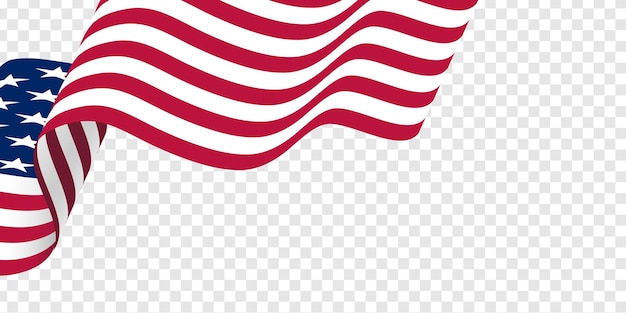 American flag on transparent background