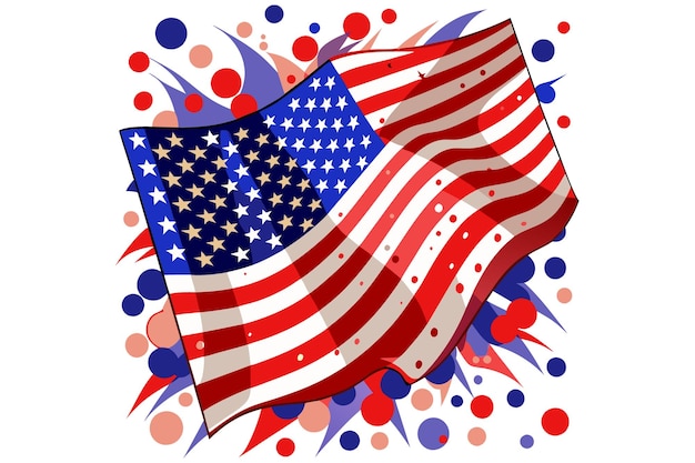 Vector american flag with colorful splash vector clipart illustration