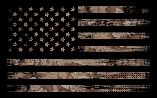 American Flag With Desert Camo Background