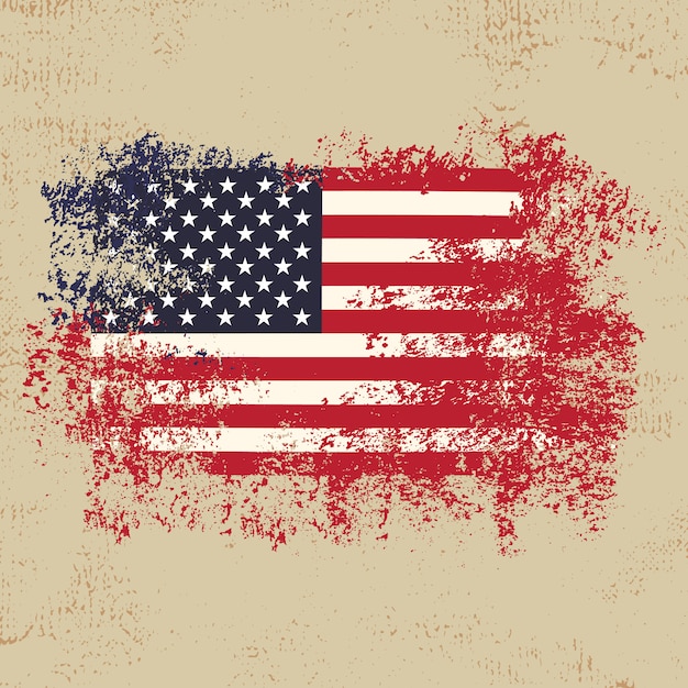 Vector american flag with grunge style background premuim vector