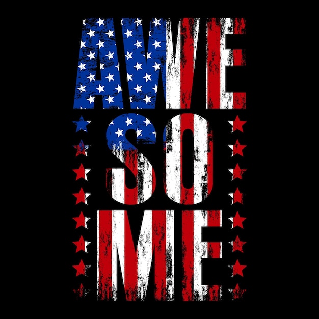 Vector american flag with text awesome