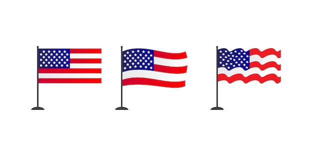 Vector american flags isolated on white 4th of july independence day