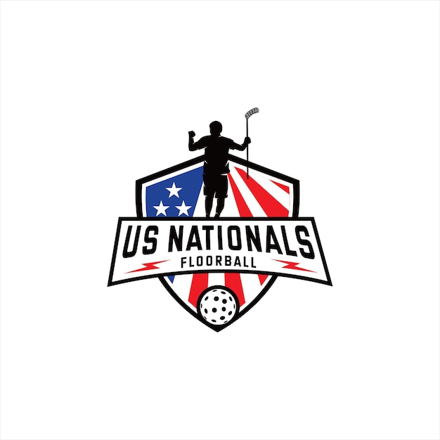 Logo american floorball per l'identità della squadra sportiva e lo stemma della coppa