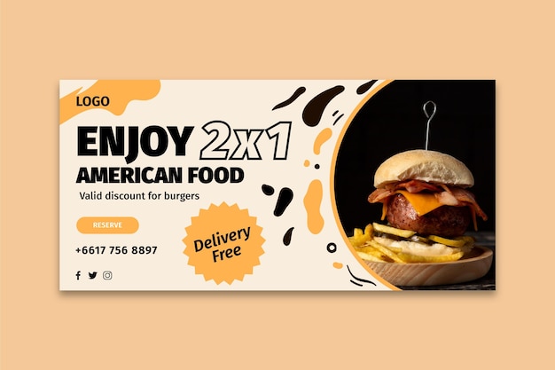 Modello di banner di cibo americano