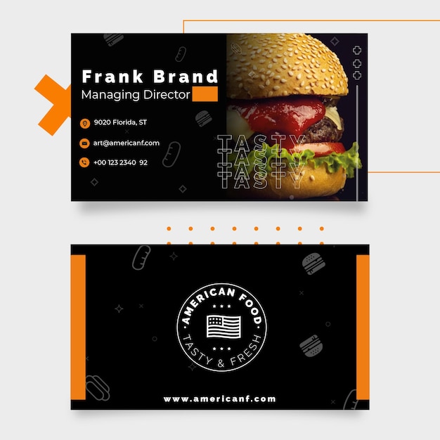 american food business card template