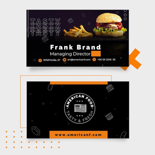 Vector american food business card theme