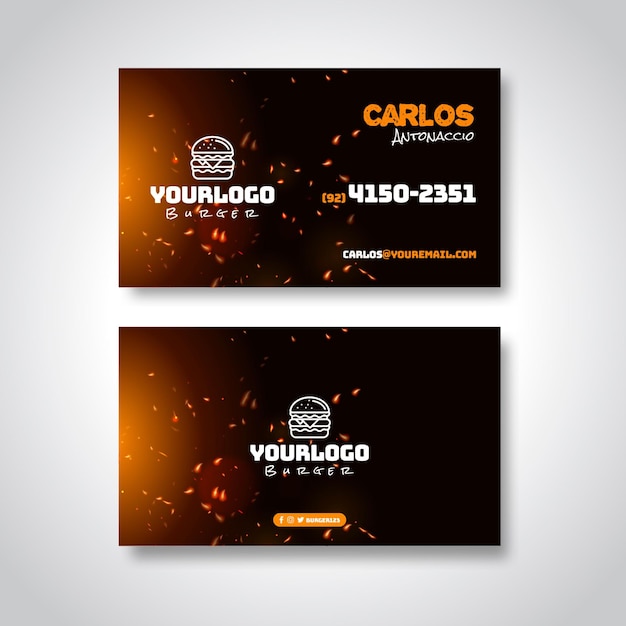 Vector american food business card